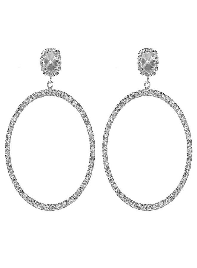 سيثر أقراط حلقية مرصعة بأحجار الراين للنساء، أقراط دائرية كبيرة، مجوهرات أنيقة للهالوين وحفلات التخرج وهدايا الكريسماس - Image 5