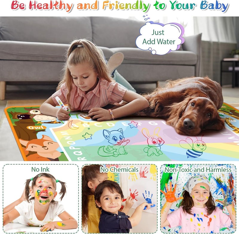 BlissfulBlend 2025 Educational Toys 40×30 Inches Water Doodle Mat Kids Mess Free Coloring Doodle Mat Toddlers Educational Toys for 3 4 5 6 7 8 9 Years with Magic Pens - Image 4