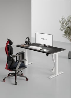 AFTERWORK Neo Max Series Electric Height Adjustable Standing Desk Gaming Table | 120x70 cm | White Frame & Black Table Top | Advanced Control | Dual Motor | Ergonomic Design  - Image 3