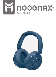 MOOGMAX MX-613 Wireless Bluetooth Headphones with Built-in Microphone for Calls. Bass-free headphones with clear stereo sound. headphones wireless with the latest Bluetooth 5.3 version. headphones bluetooth with up to 18-24 hours of playback time. Foldable, height-adjustable wireless headset. headset wireless compatible with all phones. over ear headphones with comfortable, soft cushions. Moogmax headphones in Blue.  - Image 1