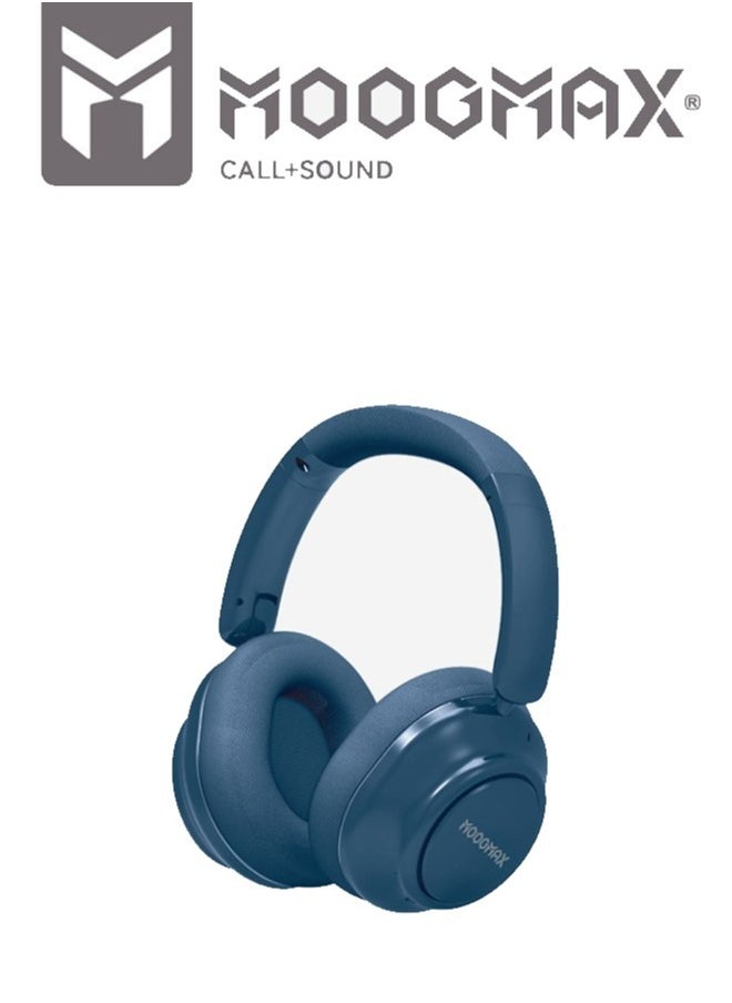 MOOGMAX - MX-613 Wireless Bluetooth Headphones with Built-in Microphone for Calls. Bass-free headphones with clear stereo sound. headphones wireless with the latest Bluetooth 5.3 version. headphones bluetooth with up to 18-24 hours of playback time. Foldable, height-adjustable wireless headset. headset wireless compatible with all phones. over ear headphones with comfortable, soft cushions. Moogmax headphones in Blue. - Image 1