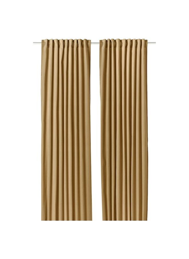 Zaboon Curtains, 1 pair, with heading tape/beige-yellow, 140x300 cm - Image 1