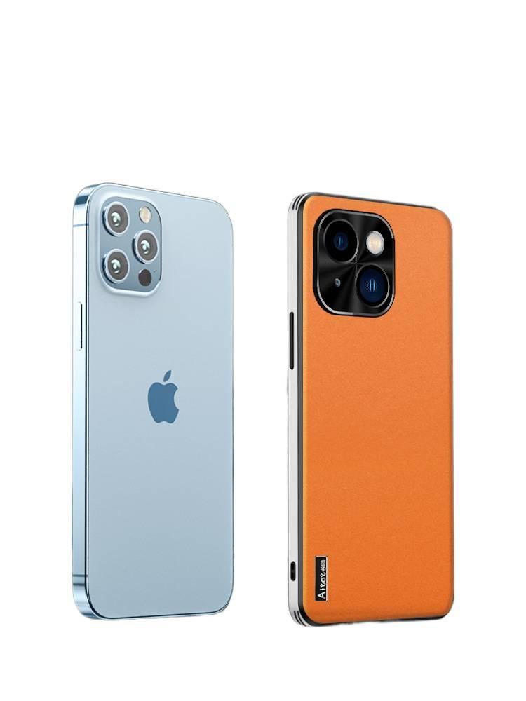 غطاء واقي | حماية من السقوط | برتقالي ملمس جلد | مقاوم للصدمات لـ iPhone 12 - Image 4