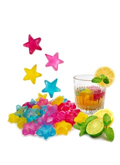 SYOSI 24 Pack Reusable Ice Cubes, Colorful Plastic Star Shape Ice Cubes  for drinks, Coffee, Washable Refreezable BPA Free, Non-Melting  - Image 1