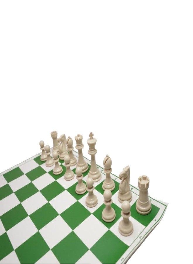 Playminds 17'' X 17'' Tournament Chess Set with Vinyl Foldable Chess Board Game with Solid Brown Plastic Pieces with Extra Queens and Red Bag (17 x 17 Inch Board, Green and White) - Image 4