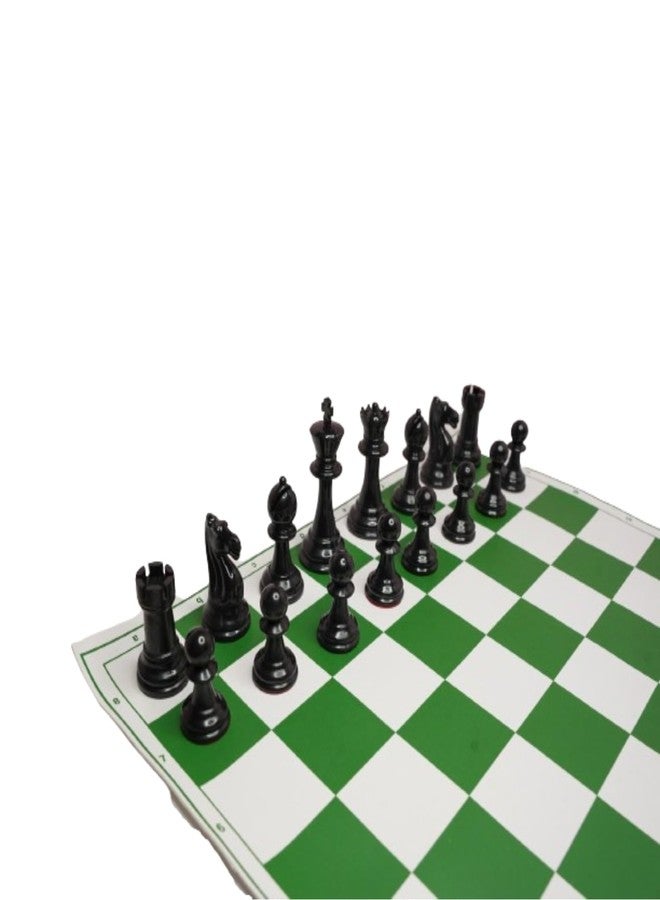 Playminds 17'' X 17'' Tournament Chess Set with Vinyl Foldable Chess Board Game with Solid Brown Plastic Pieces with Extra Queens and Red Bag (17 x 17 Inch Board, Green and White) - Image 3