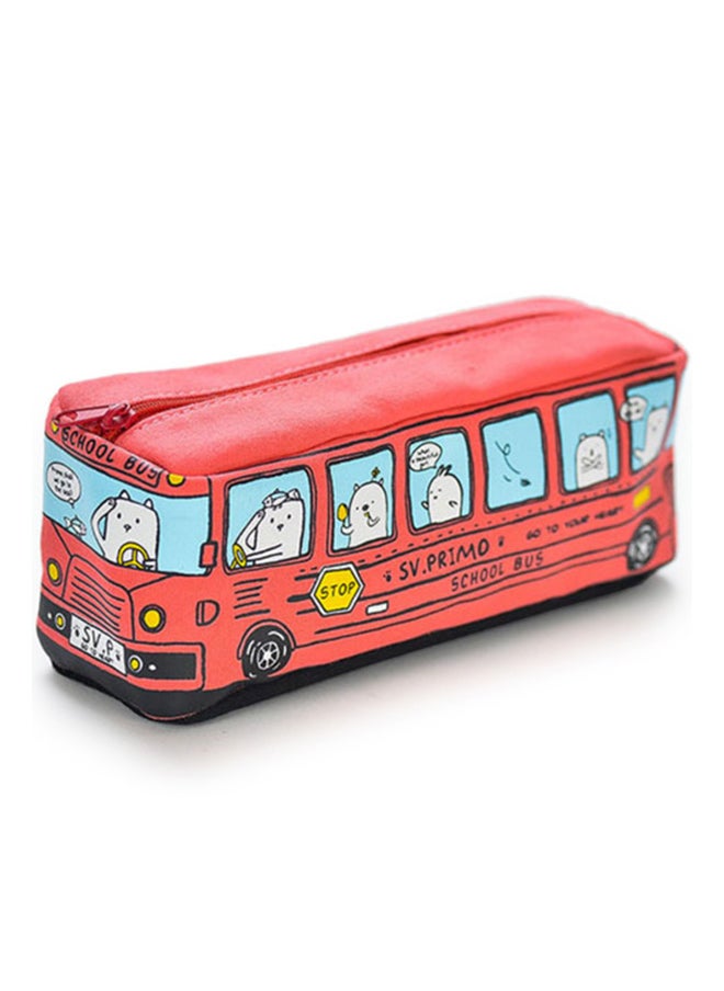 Generic - School Bus Pattern Pencil Bag Red - Image 1