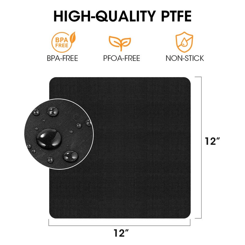 AIEVE Air Fryer Liners, 4 Packs Teflon Oven Liners for Bottom of Oven Compatible with Ninja Foodi SP101 SP201 SP301 SP351, Reusable Non-stick Air Fryer Baking Mat Sheets (12"x12") - Image 3