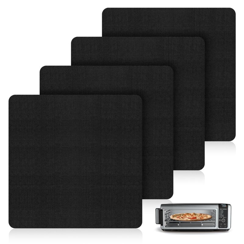 AIEVE Air Fryer Liners, 4 Packs Teflon Oven Liners for Bottom of Oven Compatible with Ninja Foodi SP101 SP201 SP301 SP351, Reusable Non-stick Air Fryer Baking Mat Sheets (12"x12") - Image 1