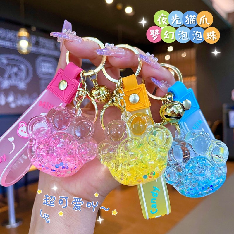 Cartoon Oil Flowing Sand Bottle Acrylic Keychain Car Keychain Pendant Key Chain Pendant Small Gifts - Image 3