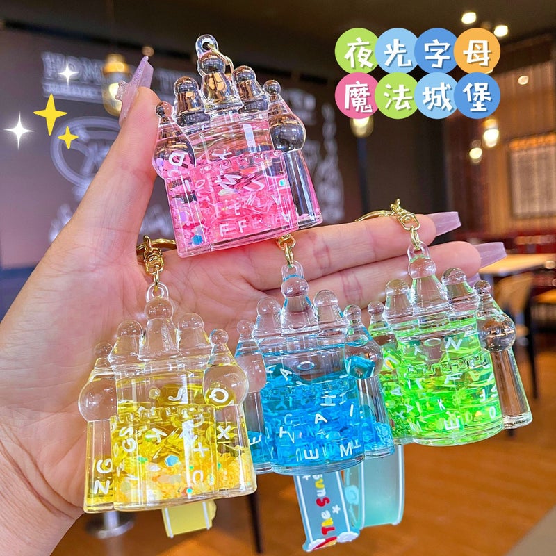 Cartoon Oil Flowing Sand Bottle Acrylic Keychain Car Keychain Pendant Key Chain Pendant Small Gifts - Image 5