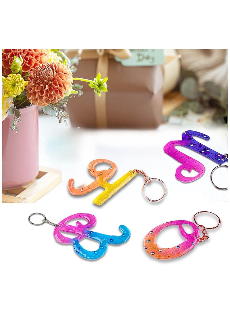 SOLARAE Large Alphabet Mold for Resin, Reversed Resin Keychain Letter Molds with Hole, Alphabet Molds for Resin with 30 Jump Rings, 30 Key Rings, Resin Silicone Mold for for Keychain Making - Image 2