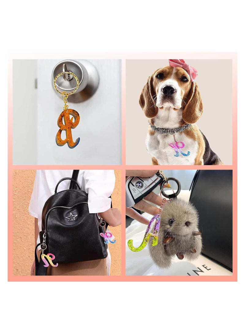 SOLARAE Large Alphabet Mold for Resin, Reversed Resin Keychain Letter Molds with Hole, Alphabet Molds for Resin with 30 Jump Rings, 30 Key Rings, Resin Silicone Mold for for Keychain Making - Image 3