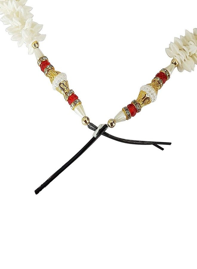 Kalaneet Artificial Hair Gajra For Bun Hair Accessories Set, White (Pack Of 1) (Beauty White 149) - Image 3