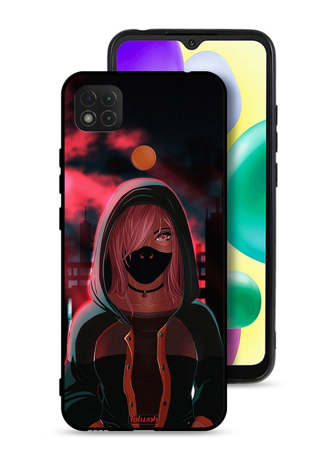 Tolwak Xiaomi Redmi 10A Protective Case Cover Girl Wear Mask Art - Image 1