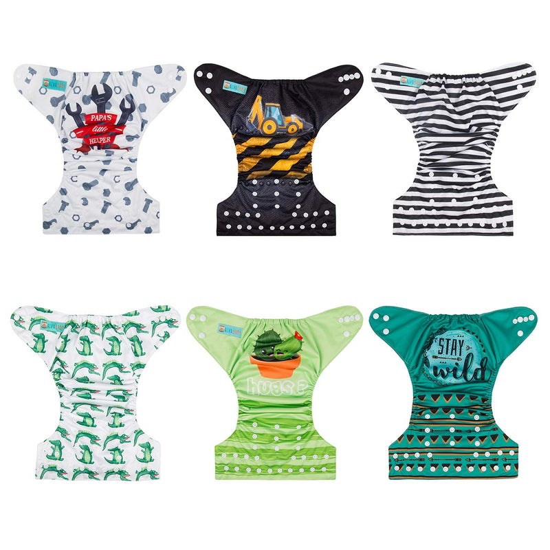 ALVABABY 6 Pack with 12 Inserts Baby Diaper Pocket Cloth Diapers Reusable Washable Adjustable for Baby Boys and Girls 6DM35 - Image 3