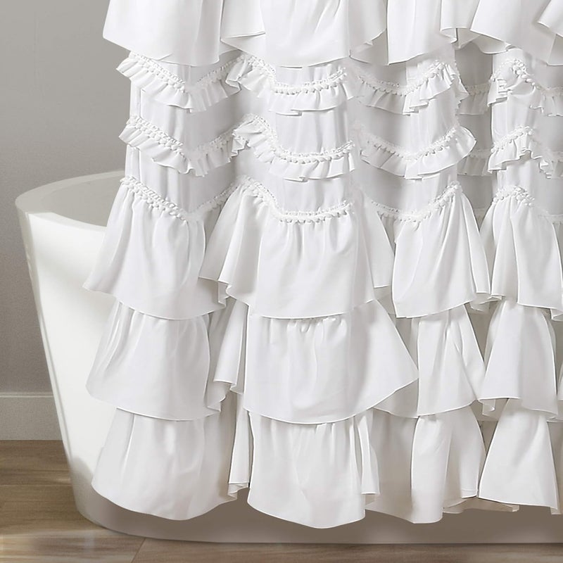 Lush Decor , White Kemmy Shower Curtain, 72" x 72" - Image 4