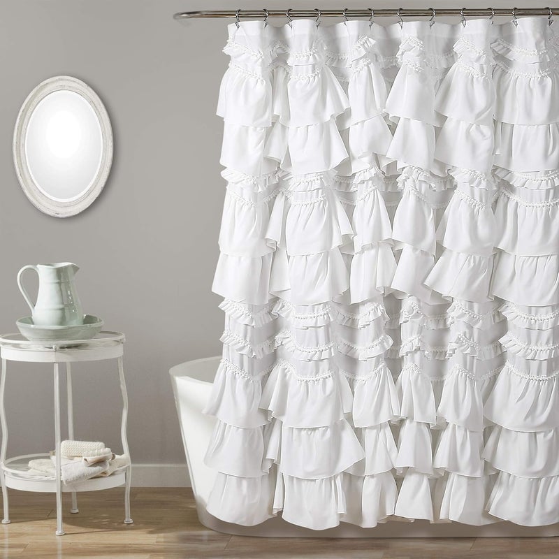 Lush Decor , White Kemmy Shower Curtain, 72" x 72" - Image 1