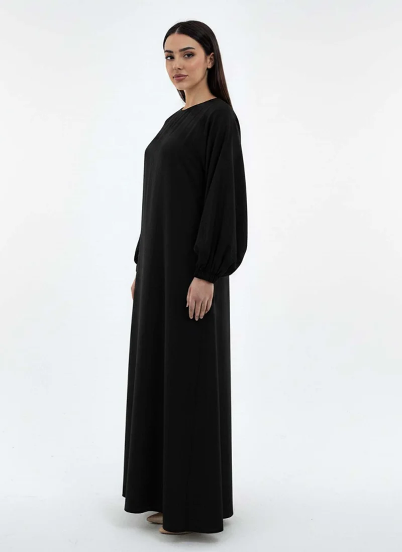 أم سكوير فاشن Lightweight Harir Maqsood Black Prayer Abaya