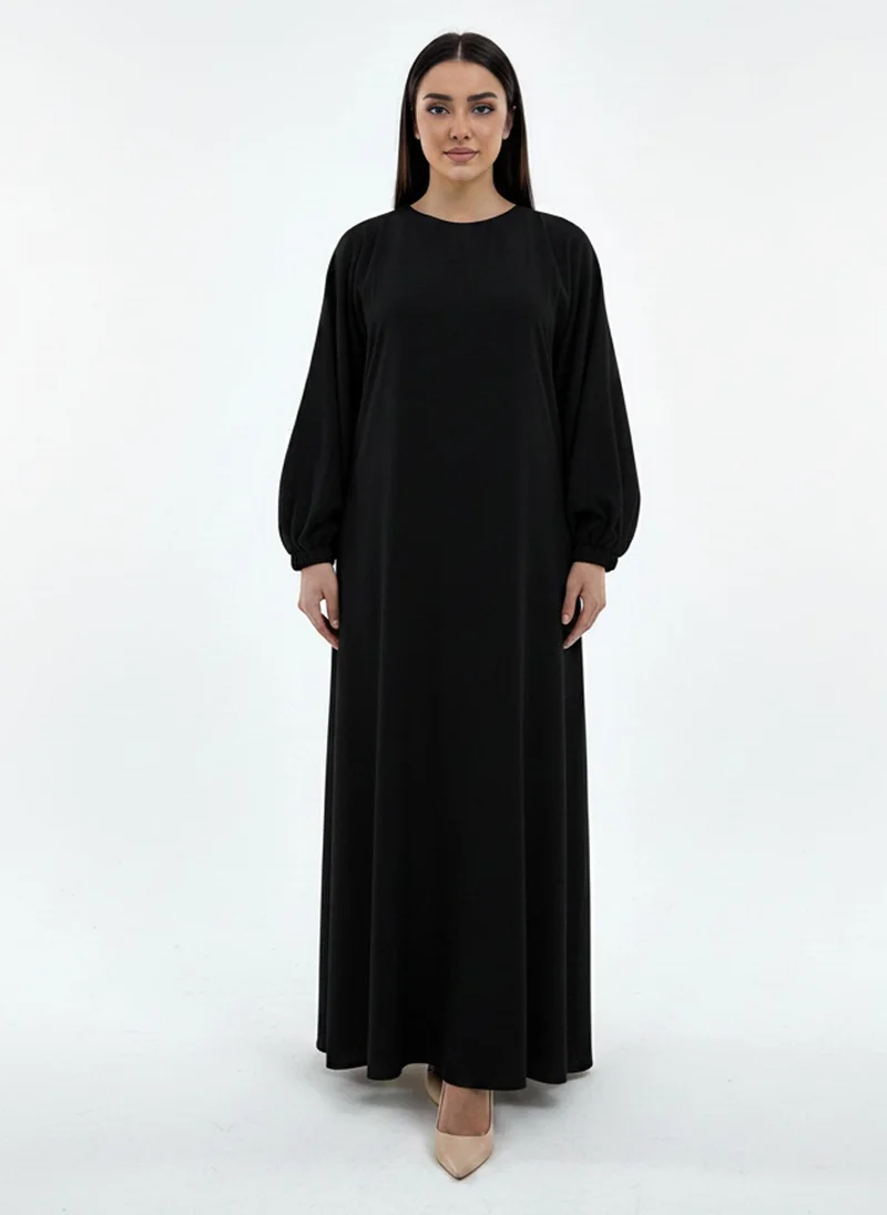 أم سكوير فاشن Lightweight Harir Maqsood Black Prayer Abaya