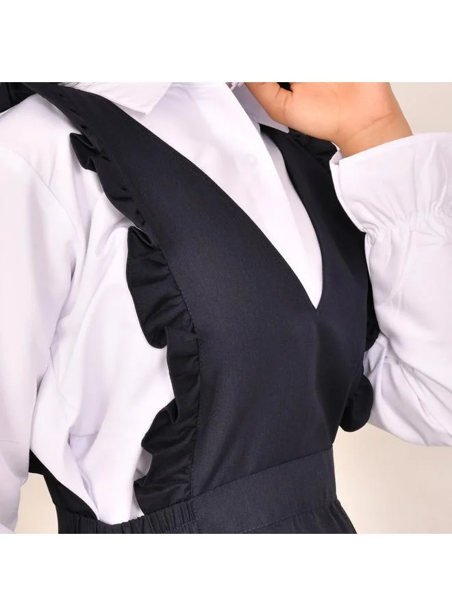 HAWRAA ABAYA Triangular apron with wide ruffles and side slits - secondary