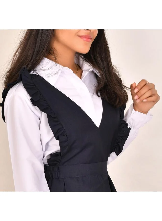 HAWRAA ABAYA Triangular apron with wide ruffles and side slits - secondary