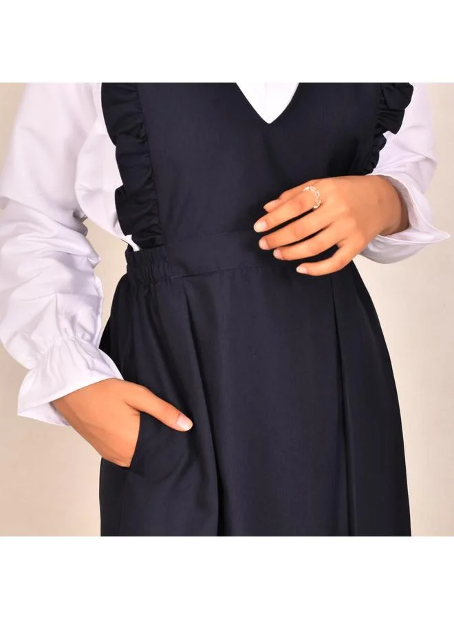 HAWRAA ABAYA Triangular apron with wide ruffles and side slits - secondary
