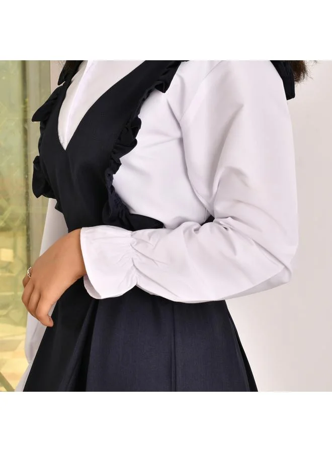 HAWRAA ABAYA Triangular apron with wide ruffles and side slits - secondary