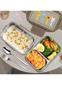 VUCATIN 2- Layer Lunch Box Adults Insulated Bento Lunch Box with Tableware  Bag Lunch Box Cutlery Spoon Fork for Kids Microwave Food Safe Bento Boxes Leakproof Allow Dishwasher  - Image 3