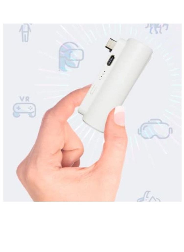 AOLION - Capsule VR Power Bank for Oculus Quest 2 Ultra Lightweight Portable External Battery Pack Compatible with Oculus Elite Strap and Type-C Mobile Phones (White) - Image 1
