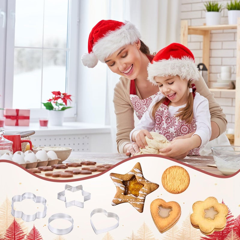 DIPZO 12PCS Cookie Cutter Set, Stainless Steel Biscuit Cutters with Star, Heart, Round, Flower Shapes for Baking Pastry, Kitchen Baking Valentine's Day & Christmas - Image 3