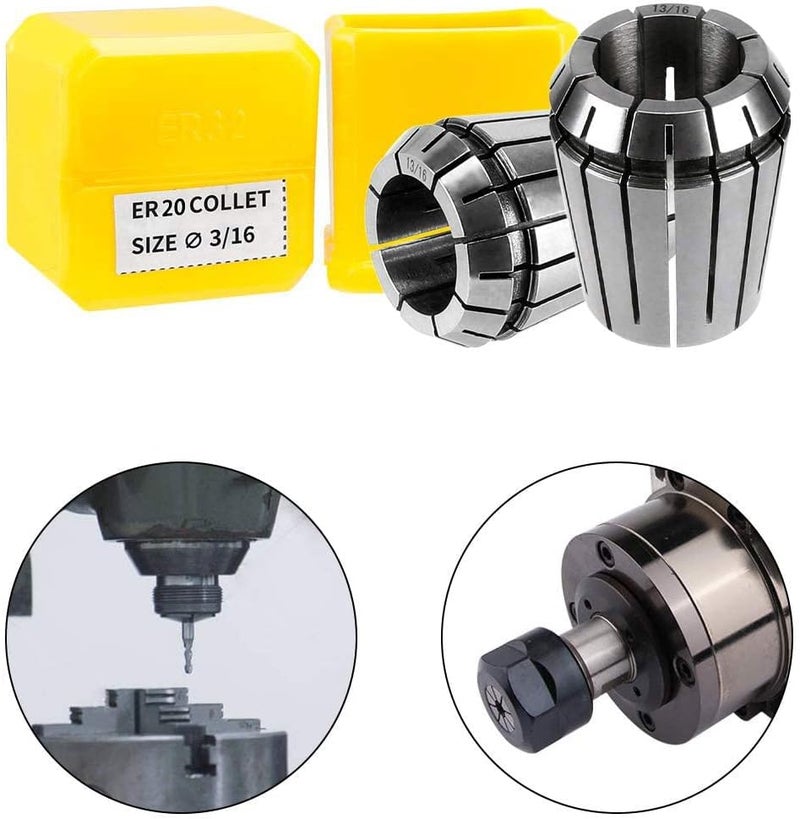 SILIVN 14pcs ER20 Spring Collet Set for CNC Engraving Machine and Milling Lathe Tool Workholding Engraving Collets (1/16",3/32",1/8",5/32",3/16",7/32",1/4",9/32",5/16",11/32",3/8",13/32",7/16",1/2") - Image 2