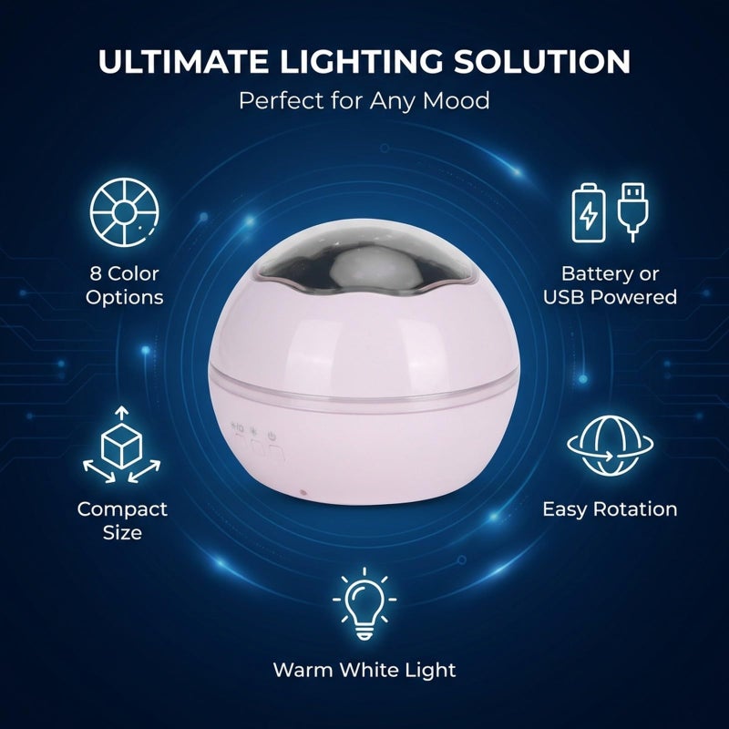 مصباح إسقاط LED أبيض للضوء الليلي، 8 أوضاع ألوان، يعمل ببطارية USB، لإضاءة غرفة النوم. - Image 4
