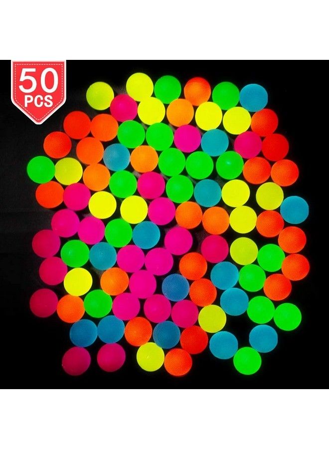 PROLOSO 50 كرة مطاطية متلألئة في الظلام بألوان نيون زاهية 1.25" - Image 1