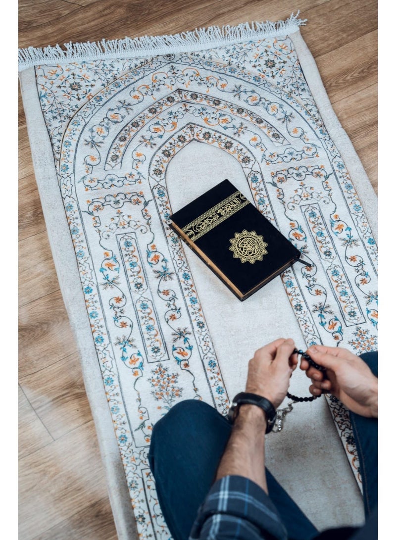 i diD Premium Prayer Mat for Adults, Ultra-Sot with thickness 2 CM, very comfortable for knees and forehead, anti-slip, with an elegant Islamic design, with a rosary and an authenticated copy of the Holy Quran, giving you a sense of comfort and reverence, Elegant Muslim Gift for Hajj, Ramadan, and Eid or any Event - Image 1