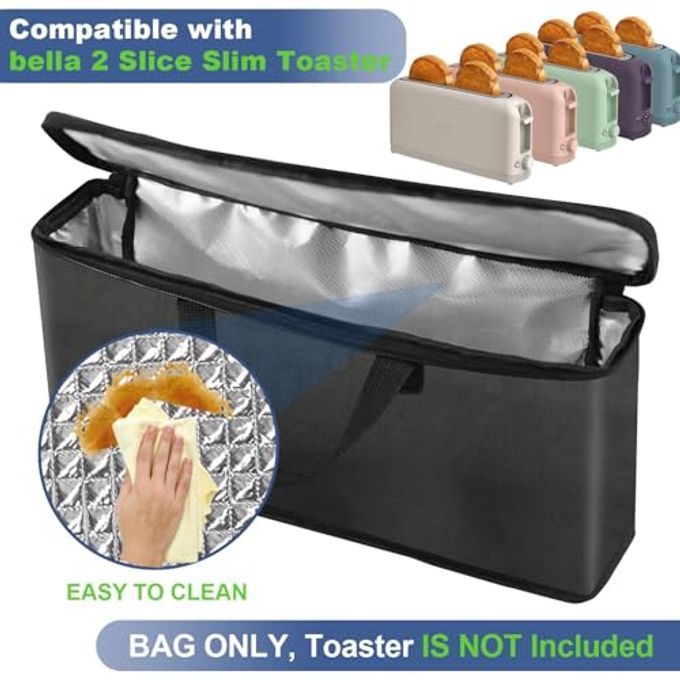 NUENSS-ROR Carrying Bag For Bella 2 Slice Slim Toaster, Portable Outdoor Toaster Travel Carrier Bag Case For Bella, Waterproof & Heat-Resistant 2 Slice Bread Maker Bag With Aluminum Foil Lining - Image 2