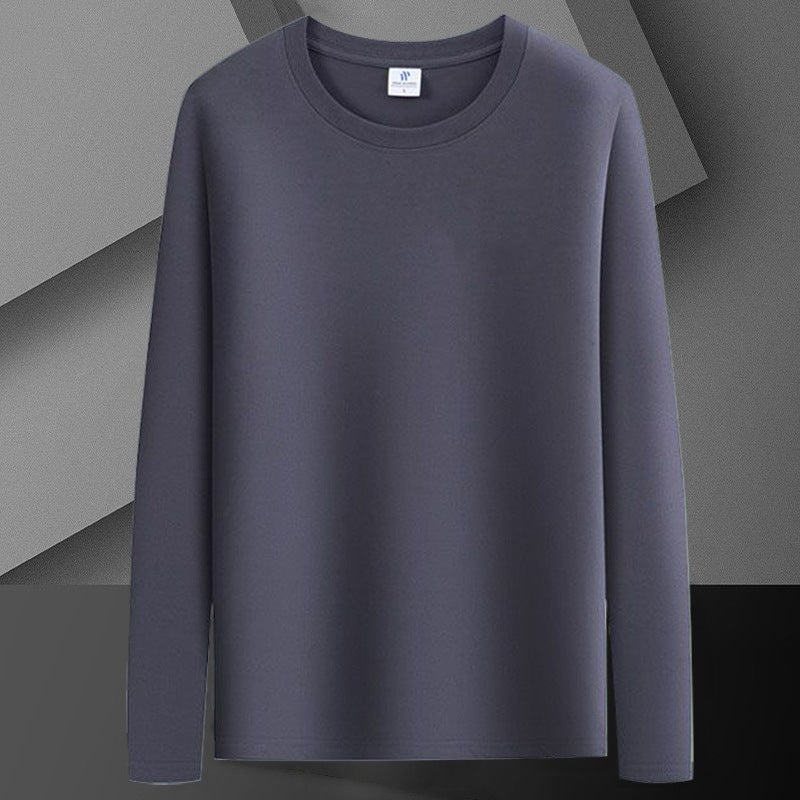 تي شيرت نسائي بأكمام طويلة خريف 2024 جديد بقصة دائرية قميص أساسي موضة جوكر سريع الجفاف ضيق النساء جملة رمادي داكن - Image 1