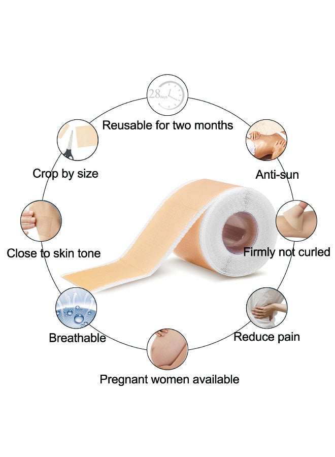 بوبي قطعتان من ملصقات الندبات السيليكونية، ملصق ندبة باهتة، 4 سم × 3 م، إزالة ندبات التجميل بكفاءة، شريط لاصق ذاتي لإصلاح حروق حب الشباب، جل سيليكون ناعم - Image 3