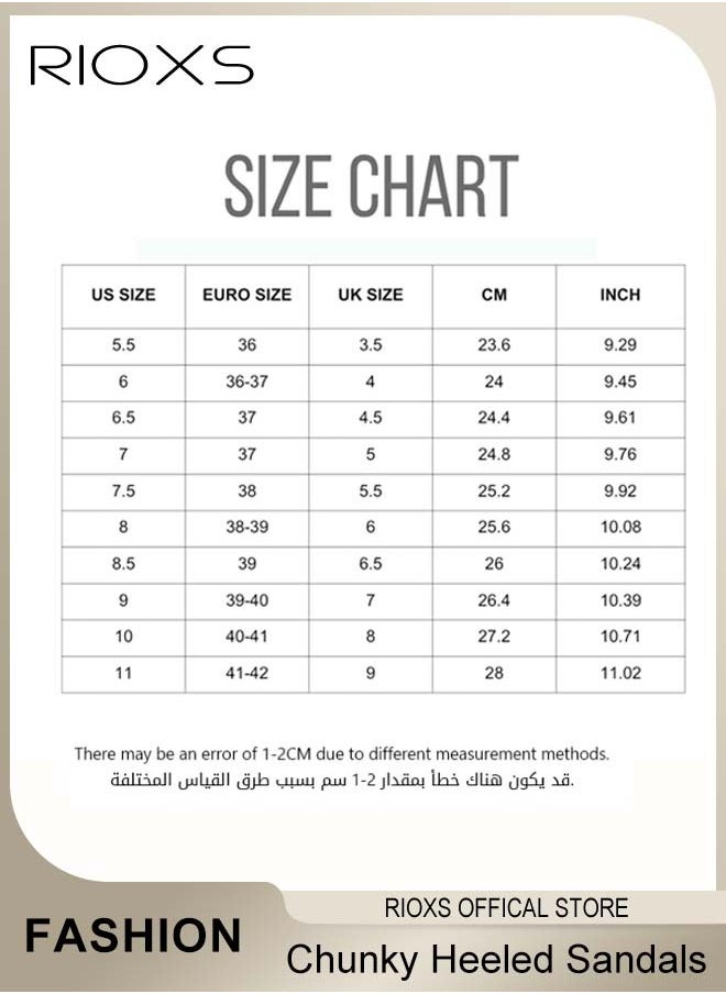 ريوكس - صندل نسائي بكعب مكتنز، صندل بكعب عالٍ بكعب مكتنز، صندل بكعب عالٍ عصري للسيدات، صندل زفاف بحزام كاحل مع نعل غير قابل للانزلاق، سهل الارتداء مع الجينز أو التنورة لإطلالة كاجوال - Image 1