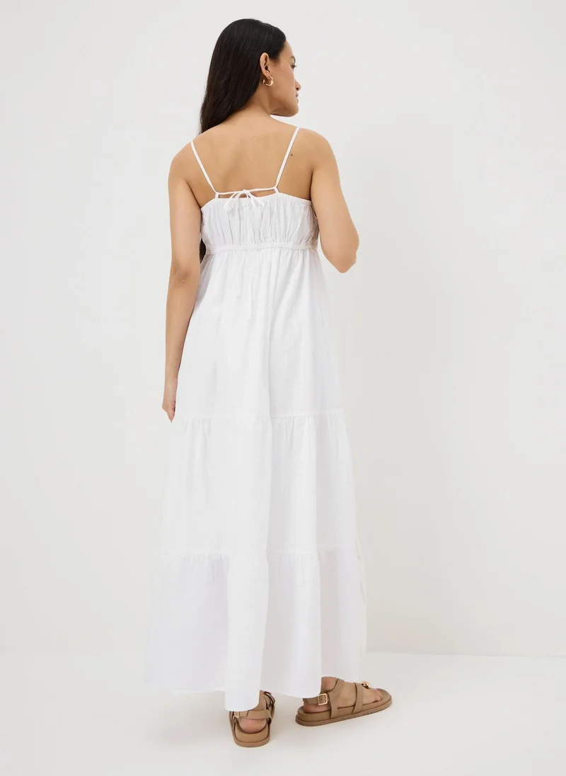 ماتلان White Seersucker Cami Maxi Dress