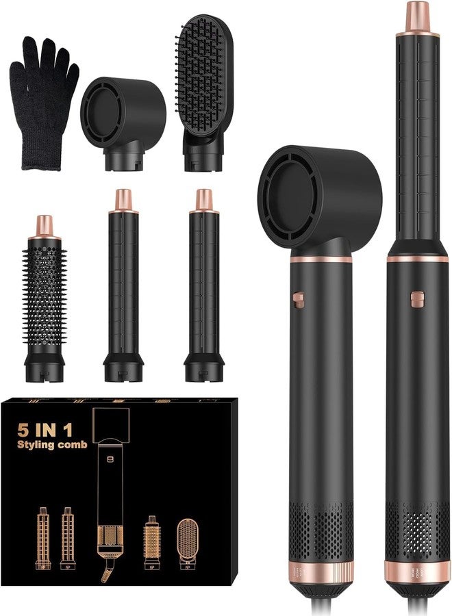 Vernaxy 6-in-1 AirStyler- Hot Air Brush, Straightener Brush, Curling Tong, Blow Dryer, Concentrator & Diffuser | 50% Less Hair Breakage, 3 Settings | All in One Multi Styler - Image 1