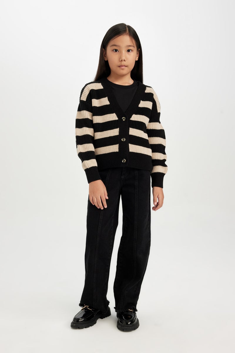 DeFacto Black Girl Regular Fit V-Neck Cardigan Casual - Image 2