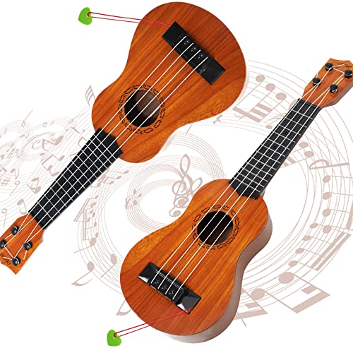Raimy 17in Kids Ukulele Guitar 4 Strings Mini Guitar Children Musical Instruments Educational Toys with Picks for Toddler Kids Boys Girls Beginner Burlywood - Image 5