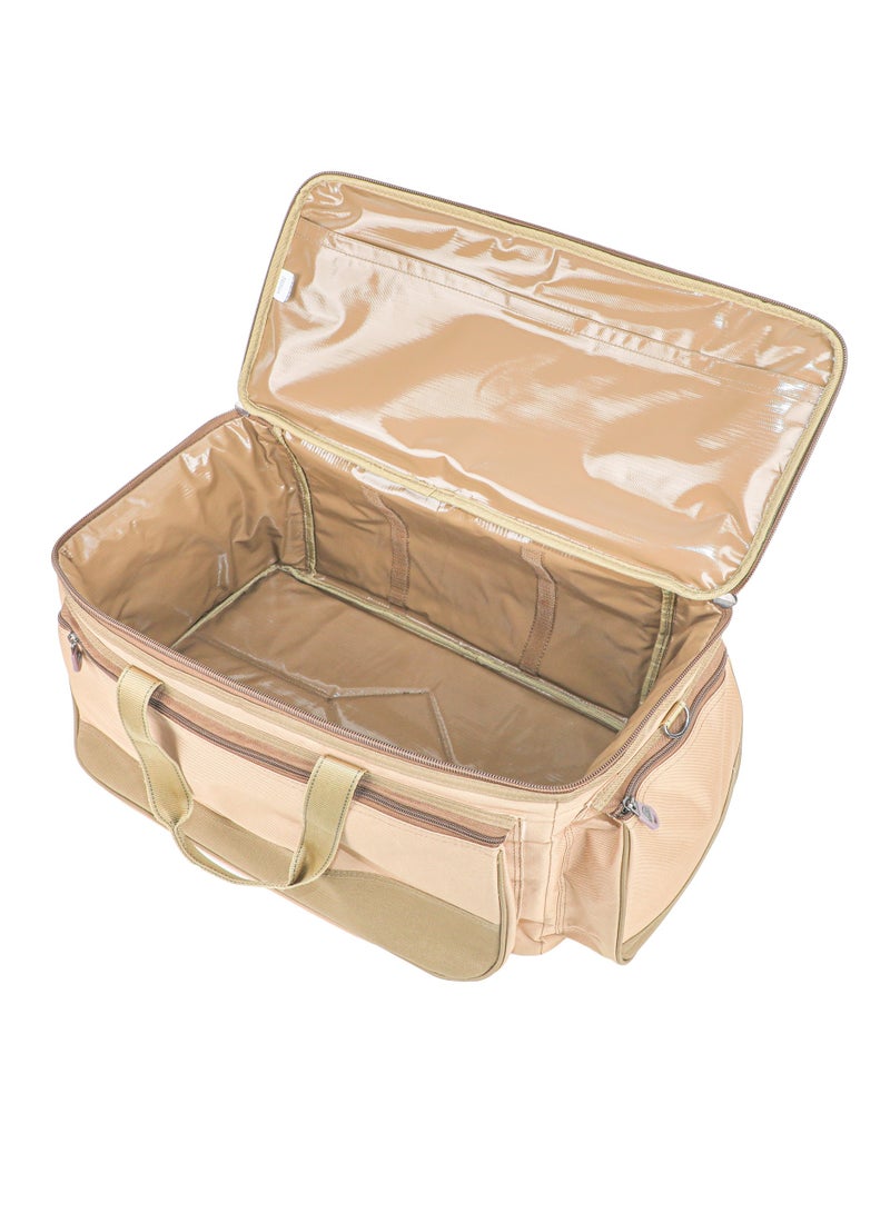 الغافة حقيبة ادوات التخييم، منظم ادوات الطبخ اثناء التخييم والسفر، شنطة سفر مع جيوب شبكية، شنطة محمولة لادوات الطبخ والشواء والمطبخ،28*26*56سم، قماش اكسفورد، بطانة بي في سي،لون كاكي ، من الغافة - Image 3