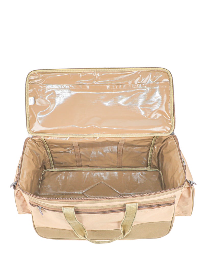 الغافة حقيبة ادوات التخييم، منظم ادوات الطبخ اثناء التخييم والسفر، شنطة سفر مع جيوب شبكية، شنطة محمولة لادوات الطبخ والشواء والمطبخ،28*26*56سم، قماش اكسفورد، بطانة بي في سي،لون كاكي ، من الغافة - Image 4