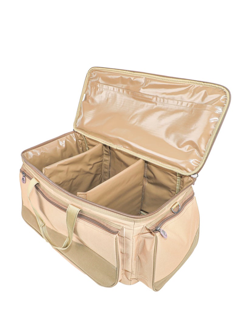 الغافة حقيبة ادوات التخييم، منظم ادوات الطبخ اثناء التخييم والسفر، شنطة سفر مع جيوب شبكية، شنطة محمولة لادوات الطبخ والشواء والمطبخ،28*26*56سم، قماش اكسفورد، بطانة بي في سي،لون كاكي ، من الغافة - Image 5