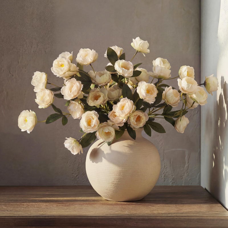 Craftsatin 6 Pack 32" Artificial Peonies Flowers for Vase(Vase Not Included)-6 Stems Faux Peony with 42 Silk Heads, Fake Long Stem Flowers for DIY Bouquets Wedding Centerpieces Home Decor(Beige) - Image 1