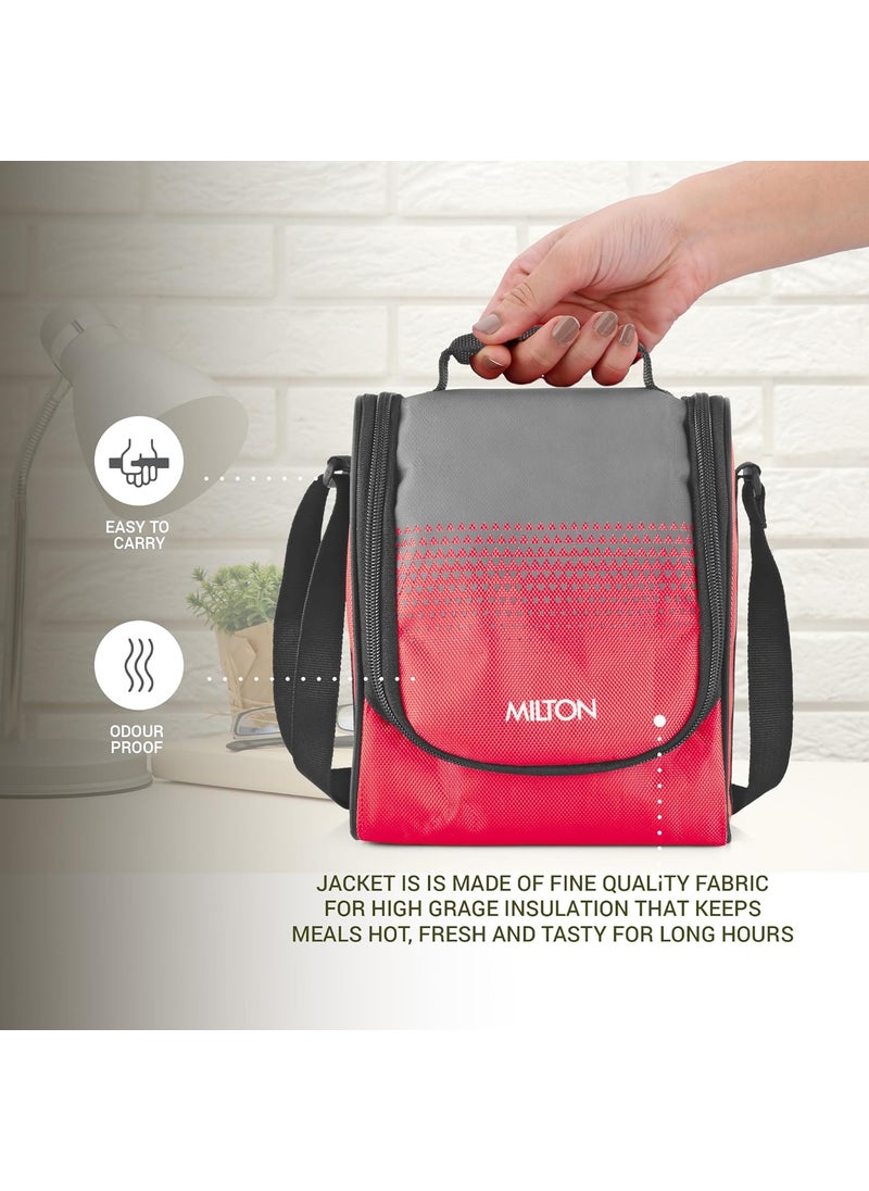 Milton - MILTON Tasty 4 Stainless Steel Lunch Box With 4 Containers, (1-200 ml, 2-320 ml Each, 1-500 ml) and 1 Tumbler, 530 ml, Red - Image 1