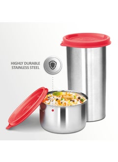 Milton MILTON Tasty 4 Stainless Steel Lunch Box With 4 Containers, (1-200 ml, 2-320 ml Each, 1-500 ml) and 1 Tumbler, 530 ml, Red  - Image 4