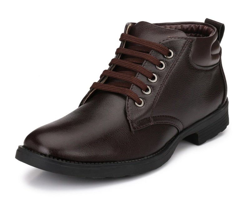 MACTREE Men's Brown Premium Mid Top Boots (2805brown_10) - Image 1